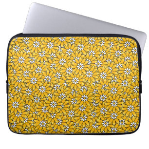 Ljust gul överlappande blommönster laptop fodral