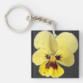Ljust gul penséblomma foto akrylnyckelring