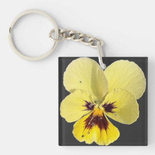 Ljust gul penséblomma foto akrylnyckelring