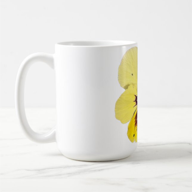 Ljust gul penséblomma foto kaffemugg (Vänster)