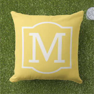 Ljust Gul Vit Konsol Monogram Kudde
