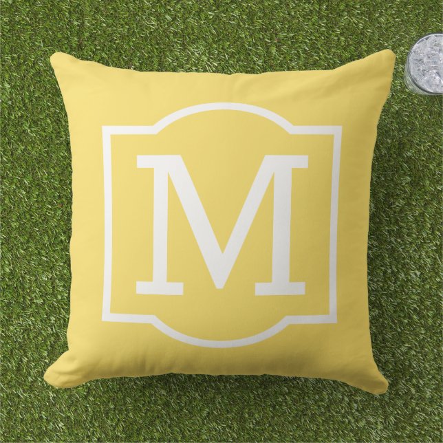 Ljust Gul Vit Konsol Monogram Kudde (Gräs)