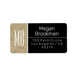 Ljust Guld Glitter/B&W/DIY Namn Adress Monogram Adressetikett