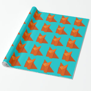 Ljust gulligt Origami rävmönster Presentpapper