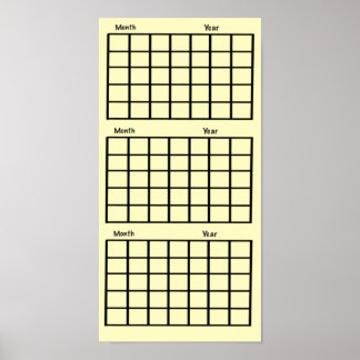 Ljust Gult 3-månaderskalender Poster