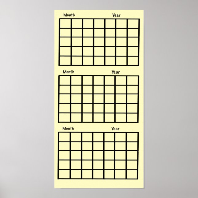 Ljust Gult 3-månaderskalender Poster (Framsidan)