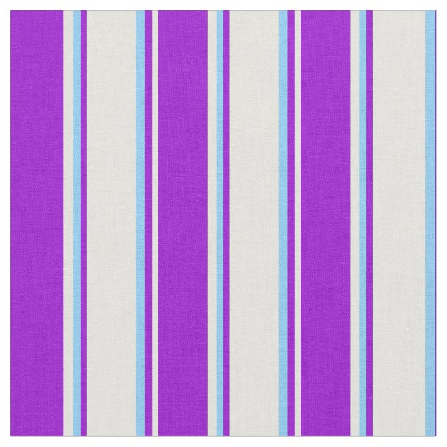 Ljust Gult, Mörk Violet & Light Himlar Blue Linjer Tyg (Närbild)