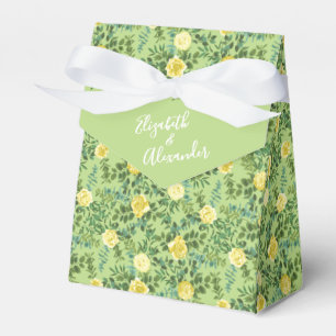 Ljust Gult och Blek Grönt Ro Blommigt Bröllop Presentaskar