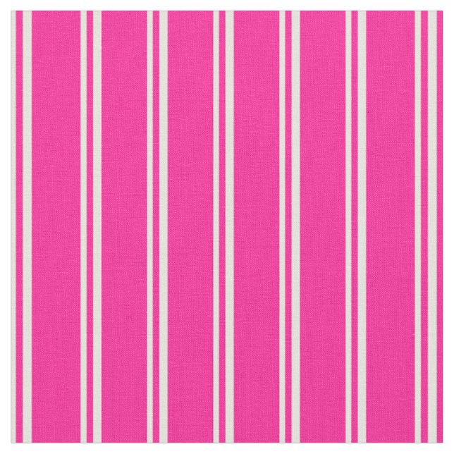 Ljust Gult och djup Rosa Mönster Rand Tyg (Närbild)