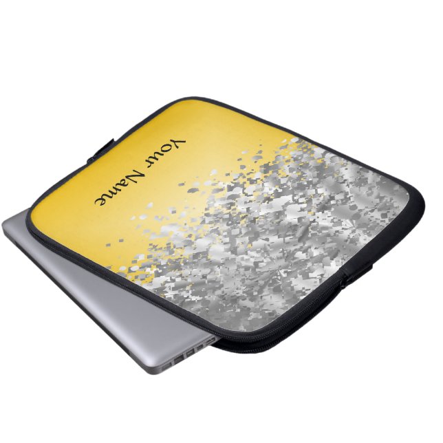 Ljust gult- och fauxglitter laptop sleeve (Framre botten)