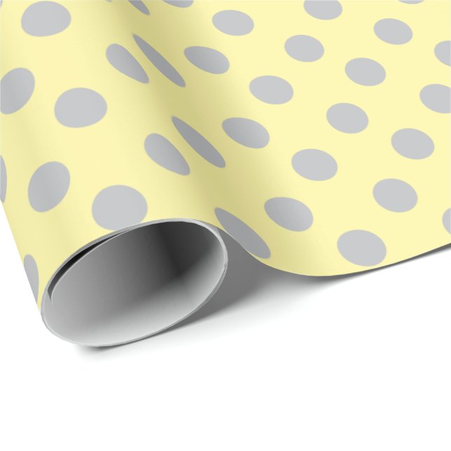 Ljust - gult- och gråttpolka dots presentpapper (Rullad Hörn)