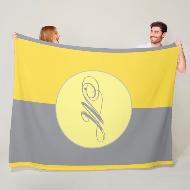 Ljust Gult och mjukt Grått anpassa Fleecefilt (På plats)