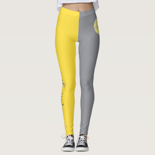 Ljust Gult och mjukt Grått anpassa Leggings
