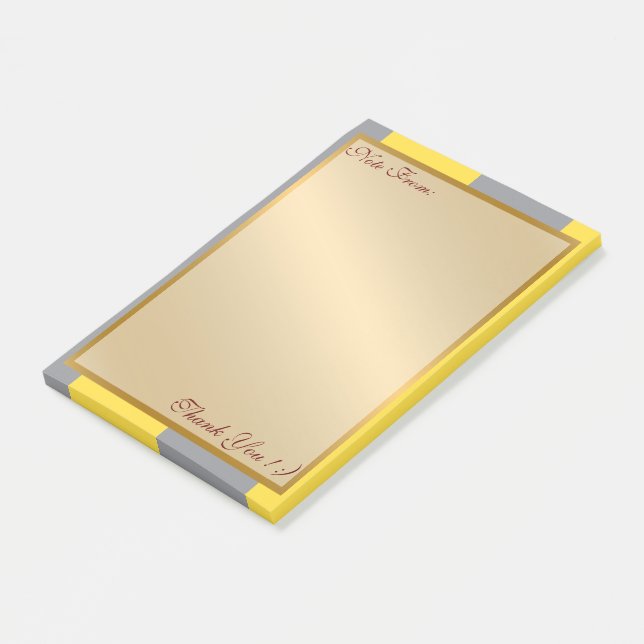 Ljust Gult och mjukt Grått anpassa Post-it Block (Vinklad)