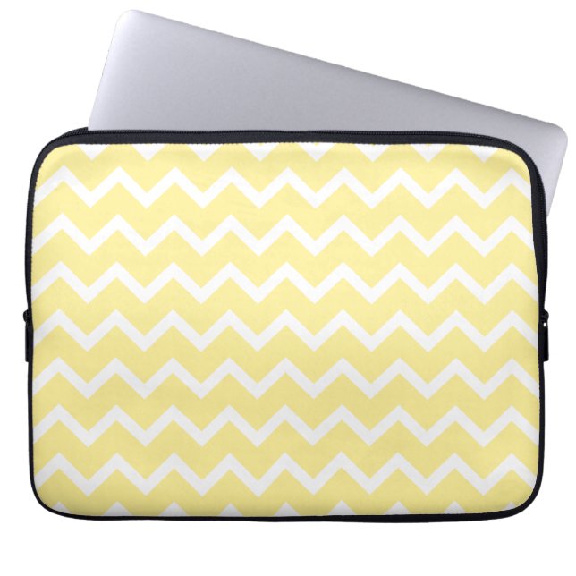 Ljust - gult- och vitZigzags. Laptop Sleeve (Framsidan)