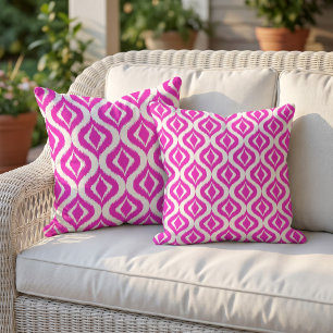 Ljust het neon rosa retro chic ikat ogee mönster kudde