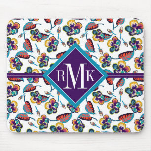 Ljust hibiskusmönster för Monogram Musmatta