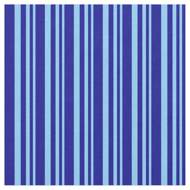 Ljust Himlar Blue & Mörk blått Färgad Linjer Tyg (Närbild)