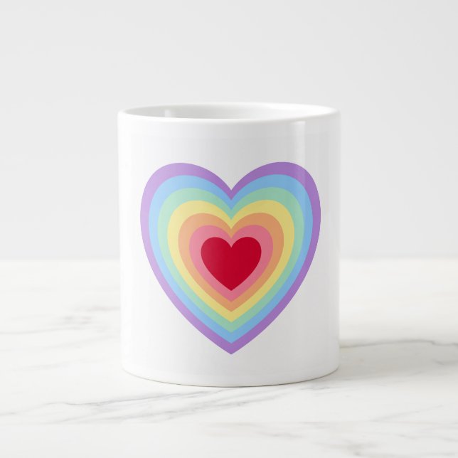 Ljust hjärtformat designmugg jumbo mugg (Framsidan)