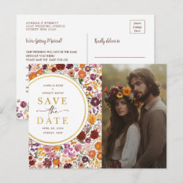 Ljust höst vildblomma bröllop Spara datum Foto Meddelande Vykort
