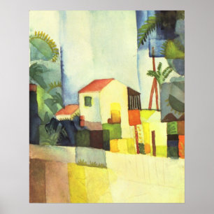 Ljust hus vid Augusti Macke Poster