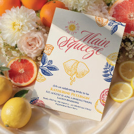 Ljust Huvudpress Citrus Bröllopsdusch Inbjudningar