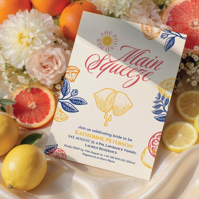 Ljust Huvudpress Citrus Bröllopsdusch Inbjudningar (Skapare uppladdad)