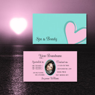 Ljust kalk med underbar Rosa Heart och foto Cute Visitkort