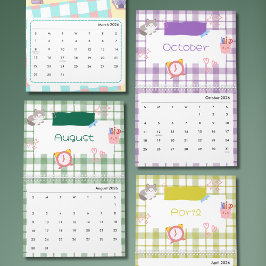 Ljust Kawaii Kitty Konstkalender Kalender