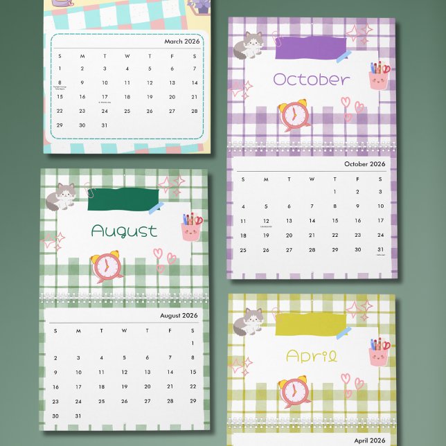 Ljust Kawaii Kitty Konstkalender Kalender (Skapare uppladdad)