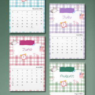 Ljust Kawaii Kitty Konstkalender Kalender