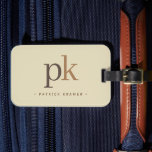 Ljust Khaki 2 Tone Minimalist Monogram Bagagebricka<br><div class="desc">Light Khaki Two Tone Minimalist Monogram Luggage Tag</div>