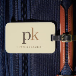 Ljust Khaki 2 Tone Minimalist Monogram Bagagebricka