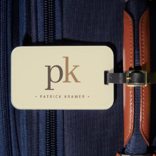 Ljust Khaki 2 Tone Minimalist Monogram Bagagebricka