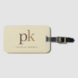 Ljust Khaki 2 Tone Minimalist Monogram Bagagebricka