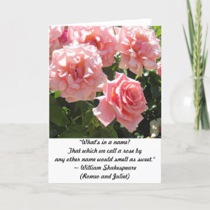 Ljust - kort för hälsning för rosa rosShakespeare