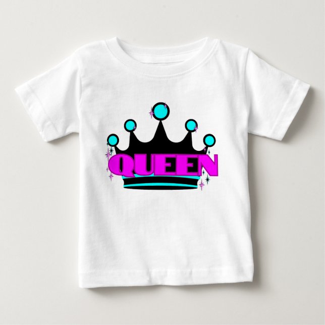 Ljust Kronografi Rosa Fet Glänsande Drottning T Shirt (Framsida)