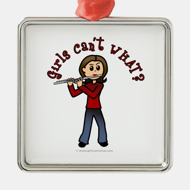 Ljust kvinnlig flöjt spelare julgransprydnad metall (Framsidan)