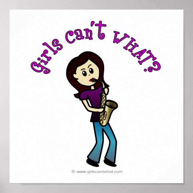 Ljust kvinnlig saxofonspelare poster (Framsidan)