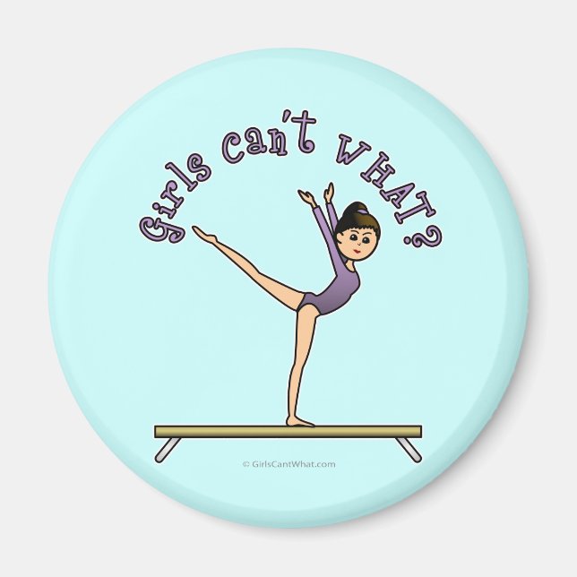 Ljust kvinnligt gymnast på balansbång magnet (Framsidan)