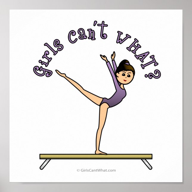 Ljust kvinnligt gymnast på balansbång poster (Framsidan)