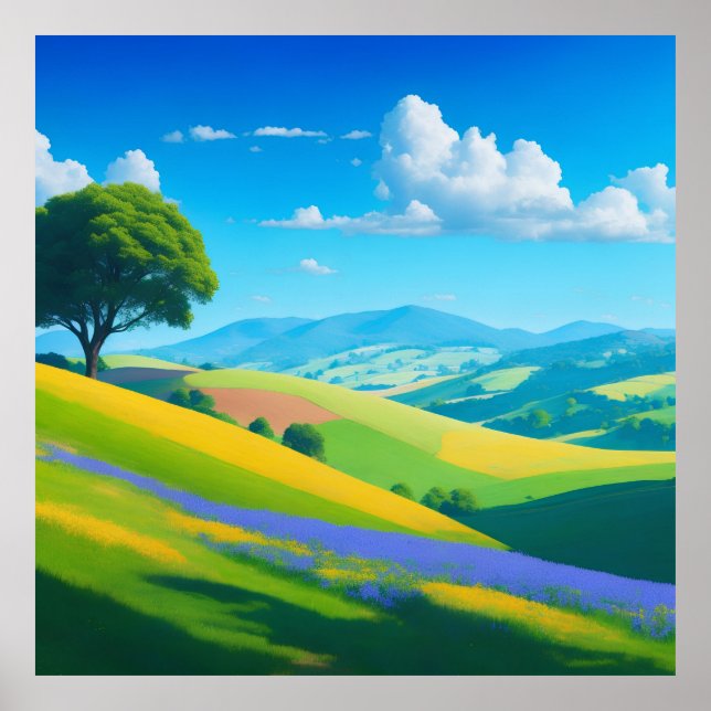 ljust landskap med rullande backe poster (Framsidan)