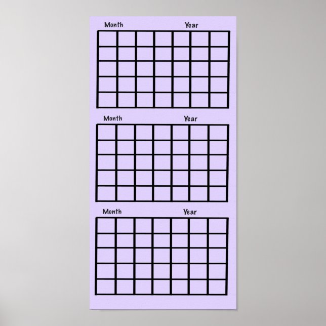 Ljust Lila 3-månaderskalender Poster (Framsidan)