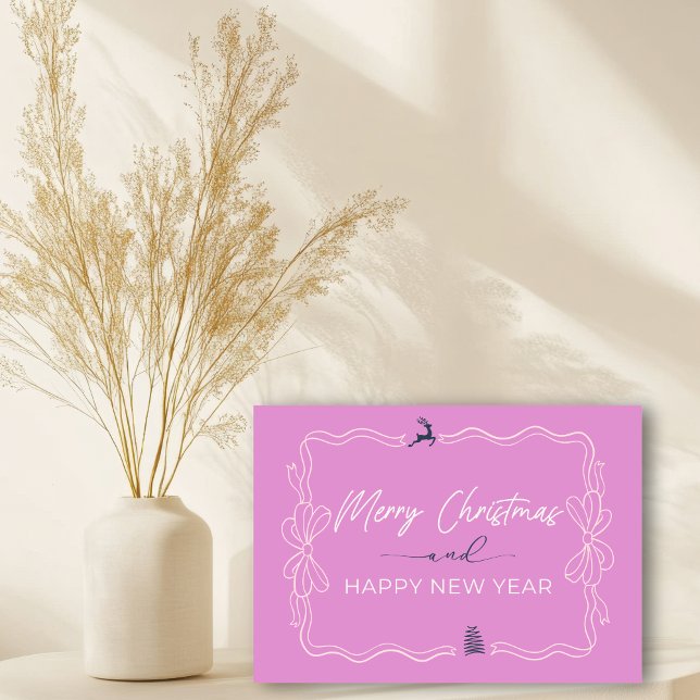 Ljust Lila: Bow & Träd Doodles Helgdag Card Kort (Light Purple: Bow & Trees Doodles Holiday Card)