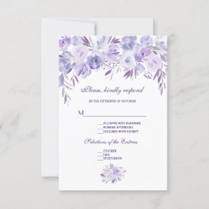 Ljust Lila Dusty Blue Blommigt Bröllop OSA Kort