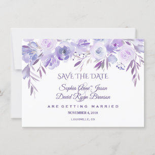 Ljust Lila Dusty Blue-Blommigt Spara datum Datumet