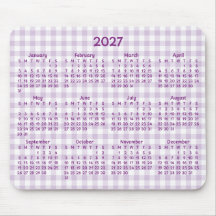 Ljust lila gingham Whimsical 2027 kalender