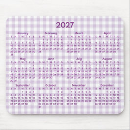 Ljust lila gingham Whimsical 2027 kalender Musmatta