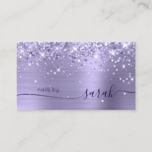 Ljust lila glitter Glam Stilfull Signatur Visitkort