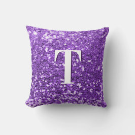 Ljust lila klumpig glittermonogram kudde